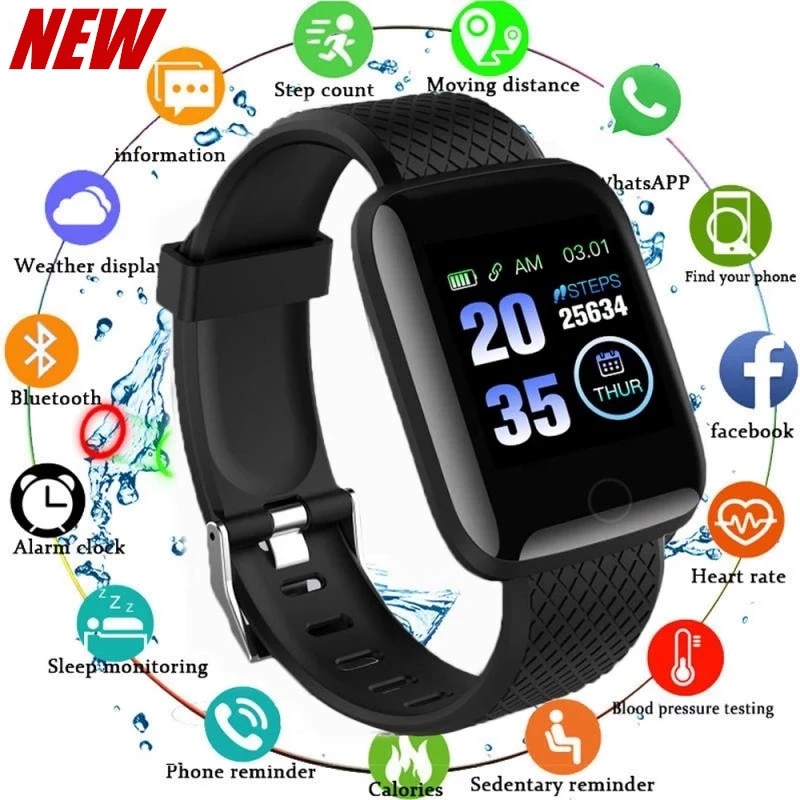 D116 Bluetooth Smart Watch Men Women Blood Pressure Heart Rate Monitor Sport Smartwatch