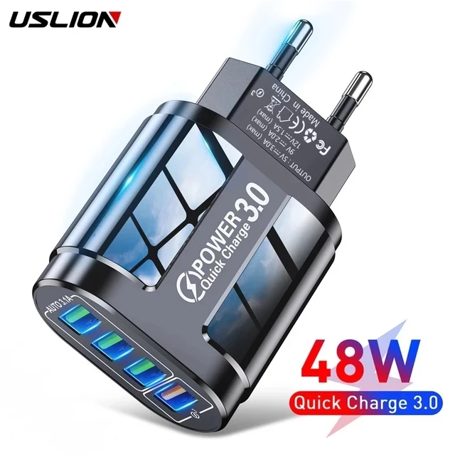 USLION 48W USB Charger Fast Charge QC 3.0 Wall Charging