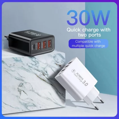 New Fast Charge American Standard European Standard Charger 3usb + TYPE-C Mobile Phone Travel Charger Adapter