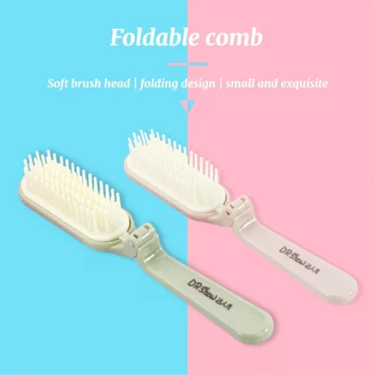 EW Portable Foldable Comb Refreshing Soft Brush Head Anti-Static Fine Tooth Comb Massage Comb Hairdressing Comb