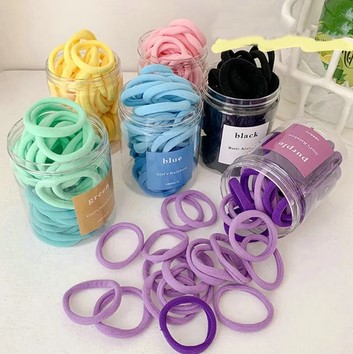 50pcs Candy Gradient Color Seamless Hair Rope High Elastic Towel Ring Rubber Band Hair Accessories For Women Girls